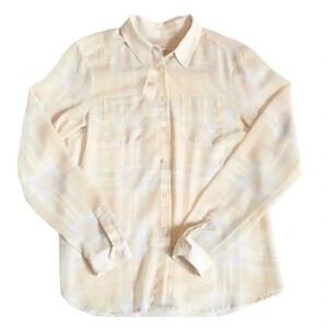 NWT LOFT Semi-Sheer Plaid Button Up Blouse